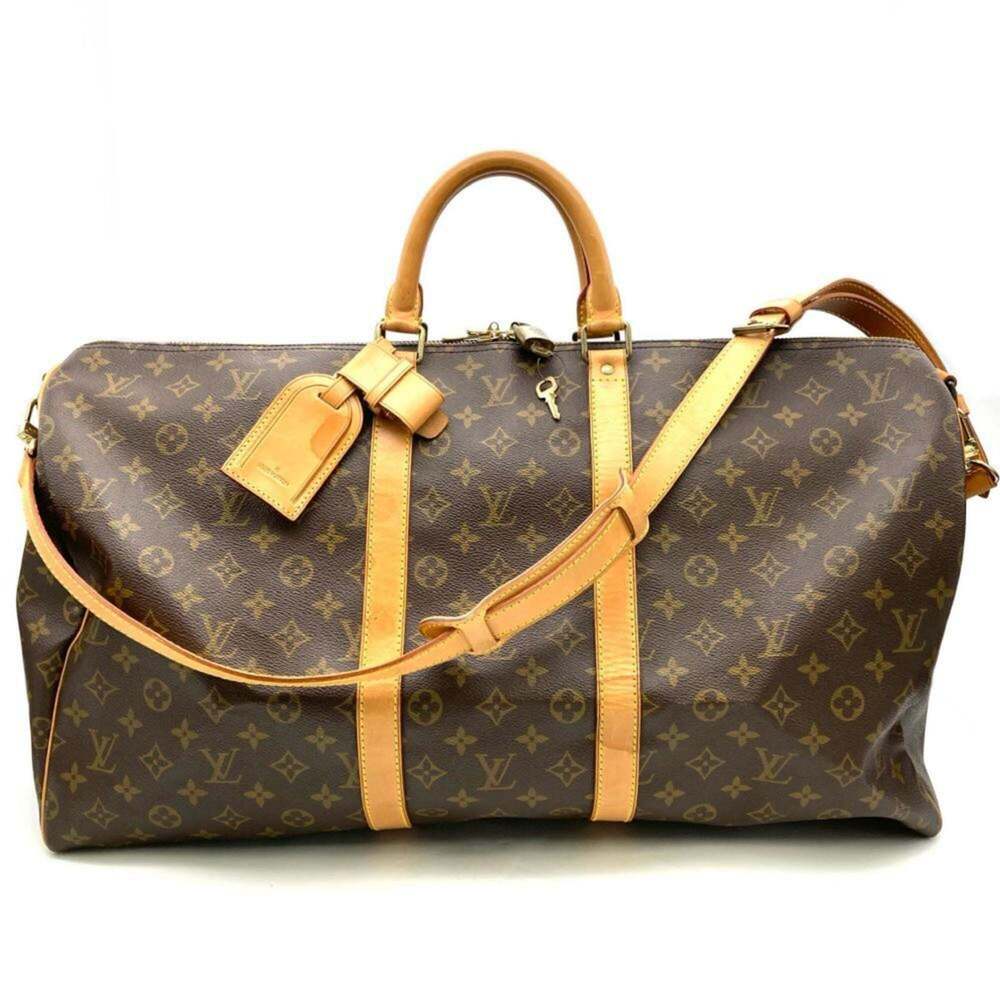 LOUIS VUITTON Brown Monogram Leather Keepall 55 Boston Bag - Picture 1 of 9